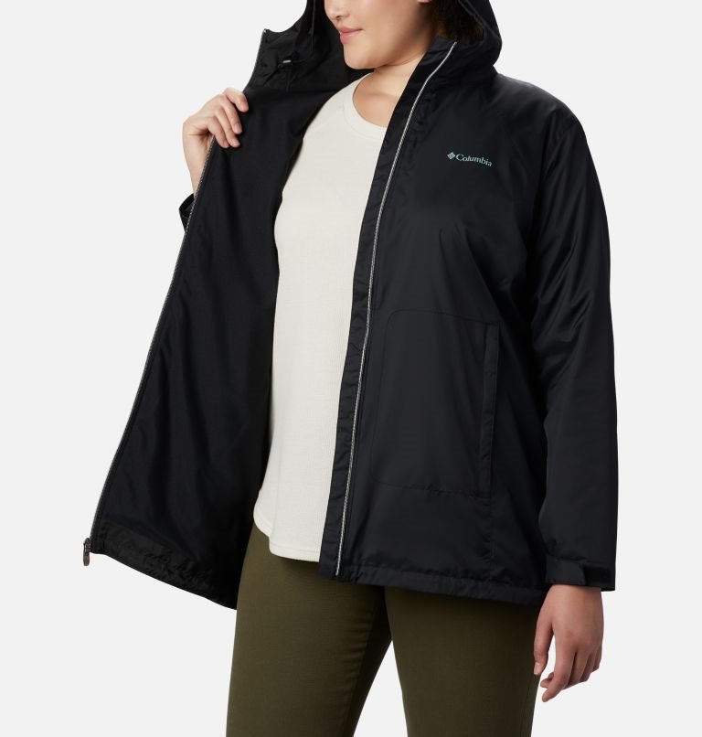 Women's Columbia Switchback Lined Long Jackets Black | Plus Size CA-WA406